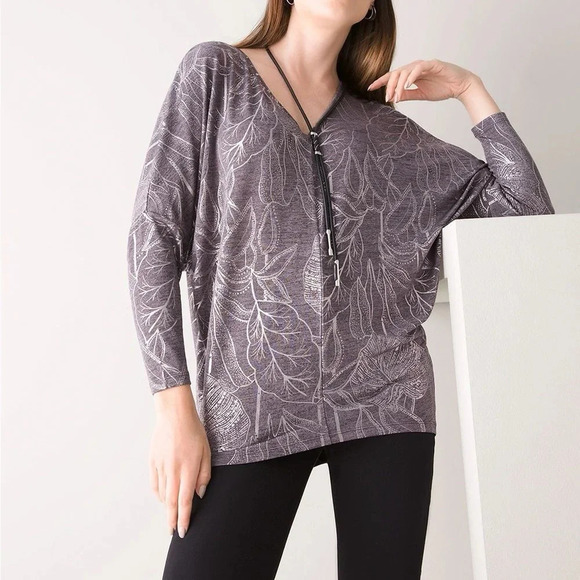 WHBM Metalic Grey Dolman Top - Picture 2 of 8